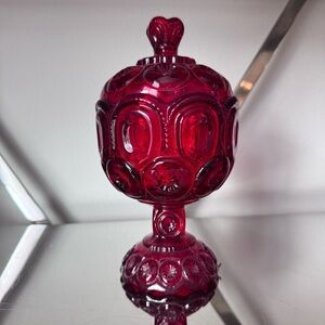 LE Smith Moon and Stars Ruby Dish with Lid